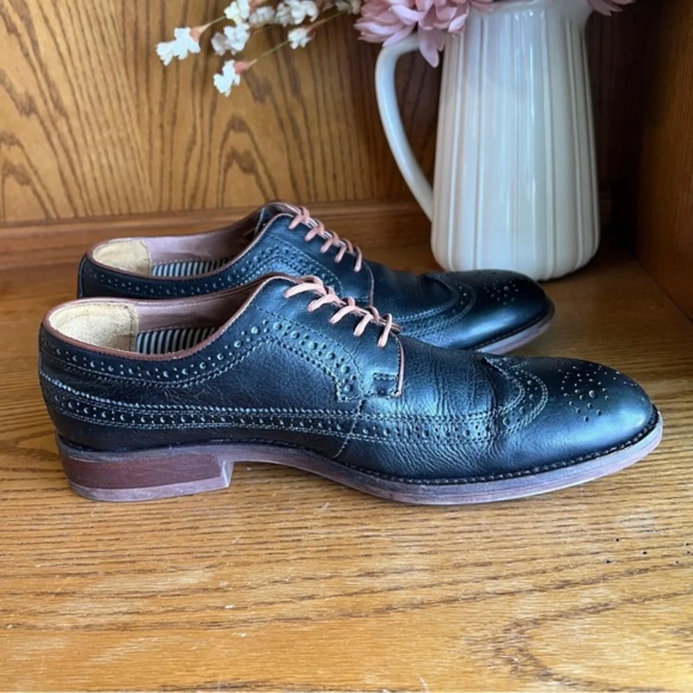 Johnston‎ & Murphy J&M 1850 Men's Black Leather Wingtip Oxfords 10M